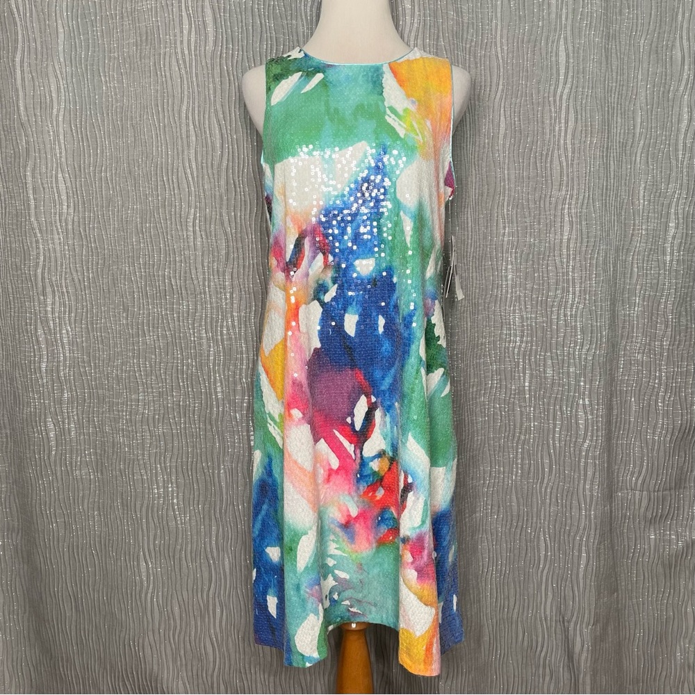 Julia rainbow multi color sequin shift dress with pockets!
